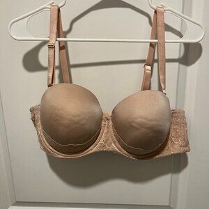 Torrid Curve Padded Beige Lace Removable Staples Size 42B